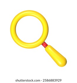 3D yellow magnifying glass. vector icon