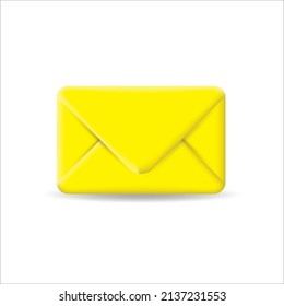 3d yellow mail envelope icon with marker new message isolated on white background. Render email notification with letters, check mark, paper plane and magnifying glass icons.3d realistic vector