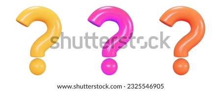 3d yellow neon and orange question mark. Faq problem solution symbol. Vector illustration on isolated background.