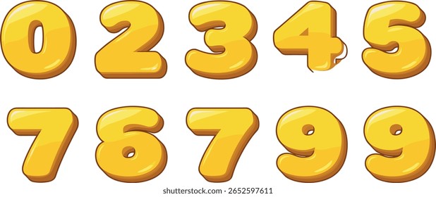 Números amarelos 3D de 0 a 9. Definir número de volume para cartaz e banner