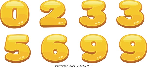 3D Yellow numbers from 0 to 9. Set volume number for poster and banner