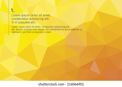 3D yellow orange abstract mesh background. Lines and shapes. EPS10 design layout for your business.