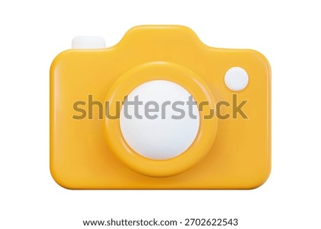 3d yellow photo camera icon. Camera sign. Stock vector illustration on isolated background.