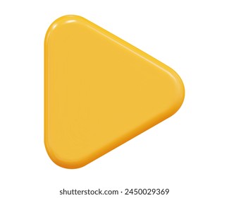 3d yellow play button icon. Symbol to watch tv, video, movie,live stream. Stock vector illustration on isolated background.