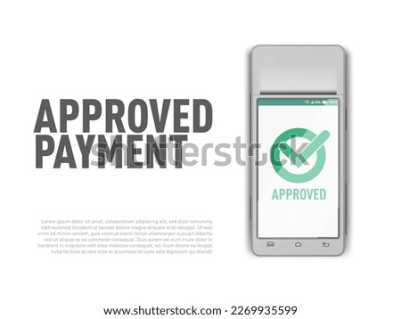 3D Yellow POS Terminal With Paper Receipt Approved Payment. EPS10 Vector