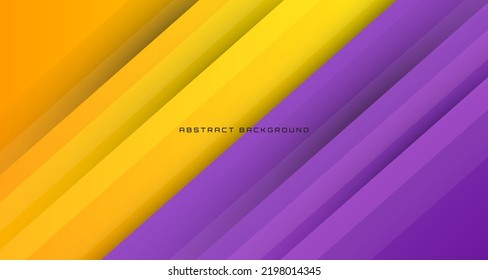 3D yellow purple geometric abstract background overlap layer on bright space with stripe decoration. Graphic design element future style concept for banner flyer, card, brochure cover, or landing page