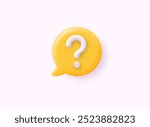 3d yellow question mark. Faq problem solution symbol. 3D vector illustration on isolated background. 