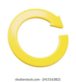 3d yellow refresh or recycle arrows icon. Cartoon style. Stock vector on isolated background.	
