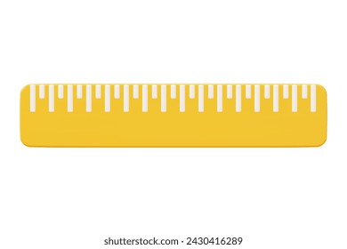 Gelbes 3D-Linealsymbol. Stockvektordarstellung auf isoliertem Hintergrund.
