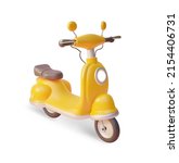3d Yellow Scooter Plasticine Cartoon Style Isolated on a White Background Delivery Service Concept. Vector illustration