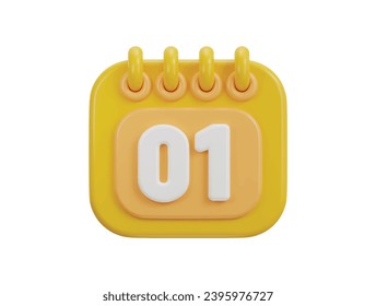 3d yellow shine calendar icon design date of 1