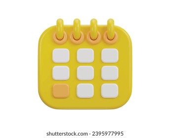 3d yellow shine calendar icon design