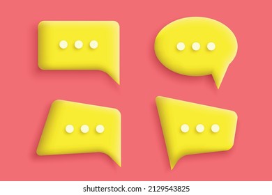 3.ª burbuja de habla amarilla conjunto de iconos de chat afiche de colección y concepto de pegatina Vector de banner