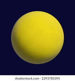 3d yellow sphere. Magic round ball, plastic or metal. Isolated circle shape bubble icon. Hard capsule, soft, matte object, vector illustration design. Abstract ball, 3d shape, magic orb.