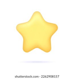 Icono de estrella amarilla 3D. Opinión de los clientes, concepto de decoración. Logros para juegos. Vector moderno y de moda en estilo 3d.