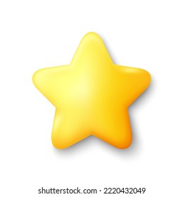 3D-gelbes Sternsymbol. Feedback-Review, Kundenbewertungsstar. Bestes 3D-Icon, Website wie Service-Button. Sieger Form Silhouette, goldener Erfolgsstar. Beste Online-Bewertung oder guter Service. Vektorgrafik