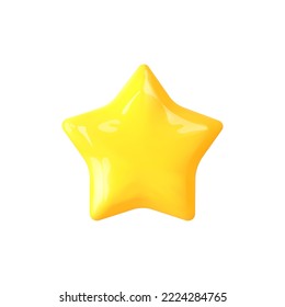 3d yellow star icon isolated. Feedback sign.Business design element. Quality,review,feedback 3d concept. Cartoon vector illustration.