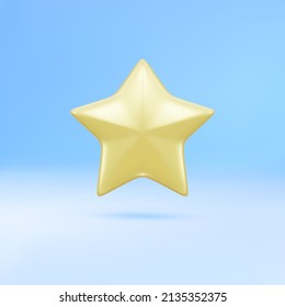 3d yellow star on a blue background. Vector illustration.