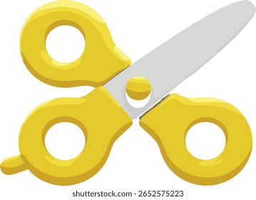 3D Yellow Stationery Scissors. Office supplies. School and education.