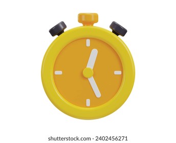 3d yellow stopwatch icon vector illustration