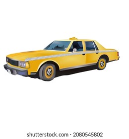 3D yellow taxi car vector illustration