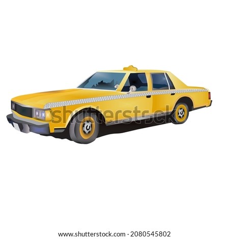 3D yellow taxi car vector illustration