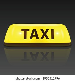 3d yellow taxi roof sign. Light lamp service icon isolated