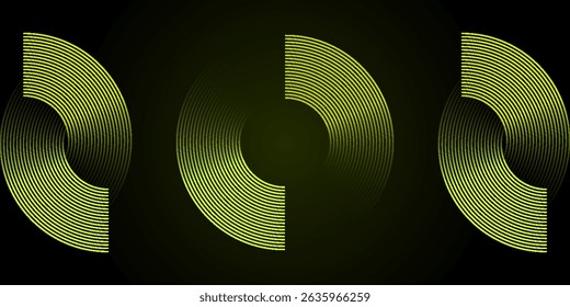 3D yellow techno abstract background overlap layer on dark space with circle stripes shape decoration. presentation