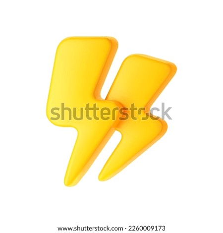 3d yellow thunderbolt, double lightning icon isolated on white background. Render of lightning hit, electric strike, flash of thunderbolt. 3d cartoon simple vector illustration