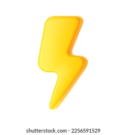 Tornillo amarillo, icono relámpago aislado sobre fondo blanco. El relámpago, el golpe eléctrico, el relámpago de un rayo. 3.ª ilustración vectorial simple de dibujos animados