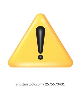 3D yellow triangle exclamation mark icon