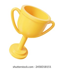 3d yellow trophy cup. Stock vector illustration on isolated background.