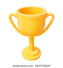 3d yellow trophy cup. Stock vector illustration on isolated background.