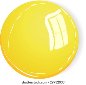 3d Yellow vector sphere with light reflection