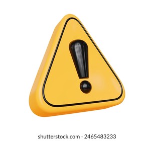 3d yellow warning sign with exclamation mark on isolated background. Stock vector illustration.	
