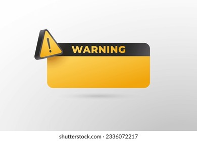 3d yellow warning sign Notification page element banner illustration design