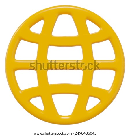 3d yellow world wide web icon. Globe hyperlink symbol, browser sign. Stock vector illustration on isolated background.