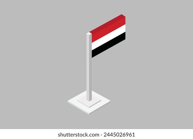 3D Yemen flag, Yemen national flag, Yemen flag vector illustration
