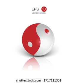 3d  Yin Yang ball symbol Vector.