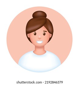 3.ª avatar de mujeres jóvenes. Icono de la cara sonriente feliz. Ilustración vectorial de caricatura realista.