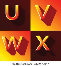 3d A to Z letter set with bevel effect. 