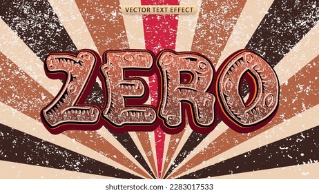 3D zero text effect with vintage style