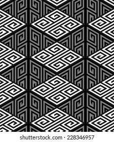 3D Zig Zag Cube Holes, Op Art Vector Seamless Pattern Background