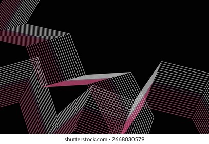 3d zigzg  pattern design on black background .eps