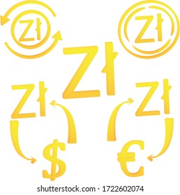3D Zloty Polish symbol   currency unit icon of Poland vector illustration on a white background
