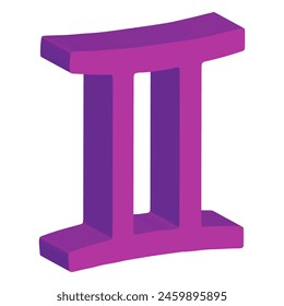 3d zodiac Gemini on transparent background. vector illustration. violet color