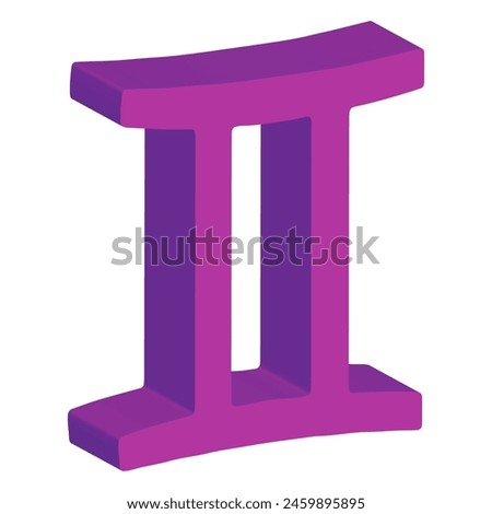 3d zodiac Gemini on transparent background. vector illustration. violet color