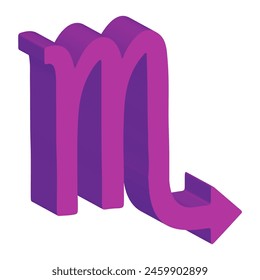 3d zodiac Scorpio on transparent background. vector illustration. violet color