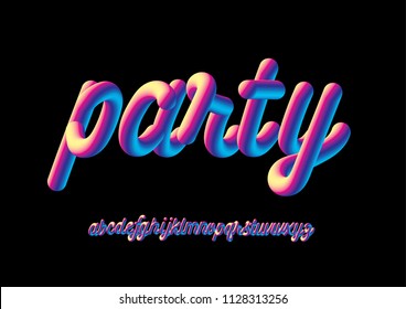 3d/3dimensional party/club typography design vector