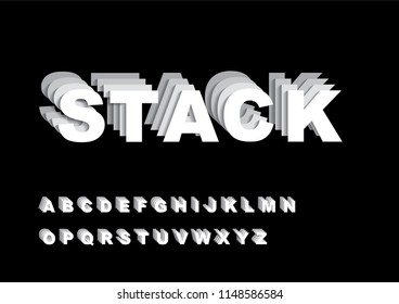 3d/3dimensional stacked paper/stack typography design vector/illustration
